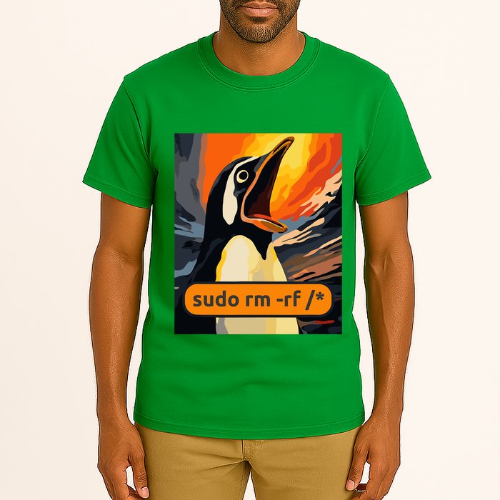 Screaming Tux Linux Sudo Rm Rf Tall T-Shirt