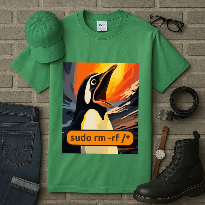 Screaming Tux Linux Sudo Rm Rf Tall T-Shirt
