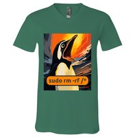 Screaming Tux Linux Sudo Rm Rf V-Neck T-Shirt