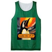 Screaming Tux Linux Sudo Rm Rf Mesh Reversible Basketball Jersey Tank