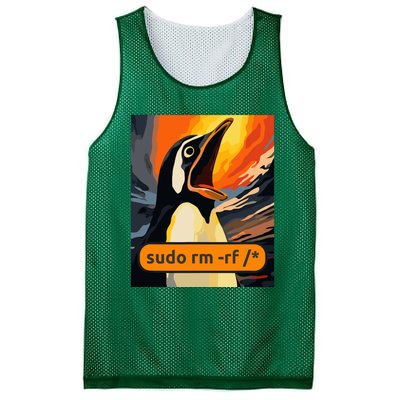 Screaming Tux Linux Sudo Rm Rf Mesh Reversible Basketball Jersey Tank