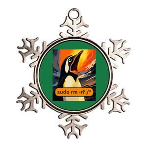 Screaming Tux Linux Sudo Rm Rf Metallic Star Ornament