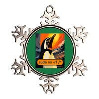 Screaming Tux Linux Sudo Rm Rf Metallic Star Ornament