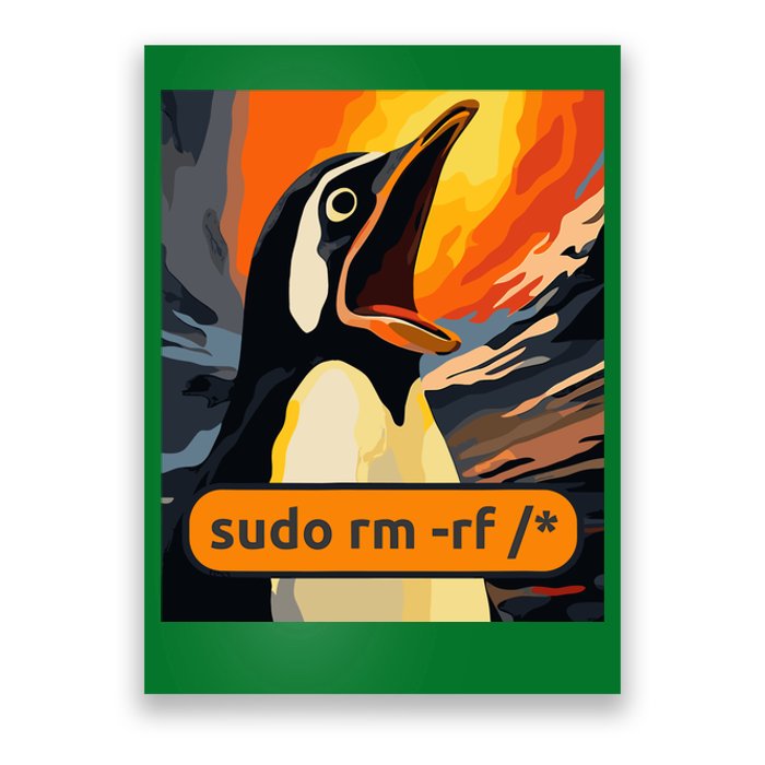 Screaming Tux Linux Sudo Rm Rf Poster