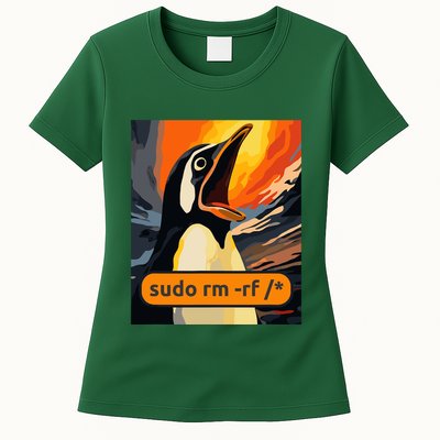 Screaming Tux Linux Sudo Rm Rf Womens T-Shirt