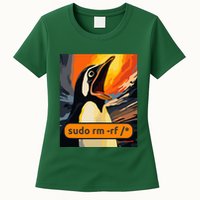Screaming Tux Linux Sudo Rm Rf Womens T-Shirt