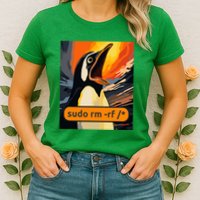 Screaming Tux Linux Sudo Rm Rf Womens T-Shirt