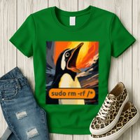 Screaming Tux Linux Sudo Rm Rf Womens T-Shirt