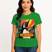 Screaming Tux Linux Sudo Rm Rf Womens T-Shirt