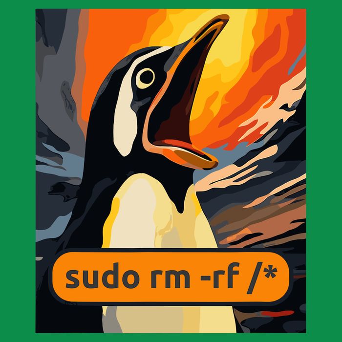 Screaming Tux Linux Sudo Rm Rf Women's V-Neck T-Shirt