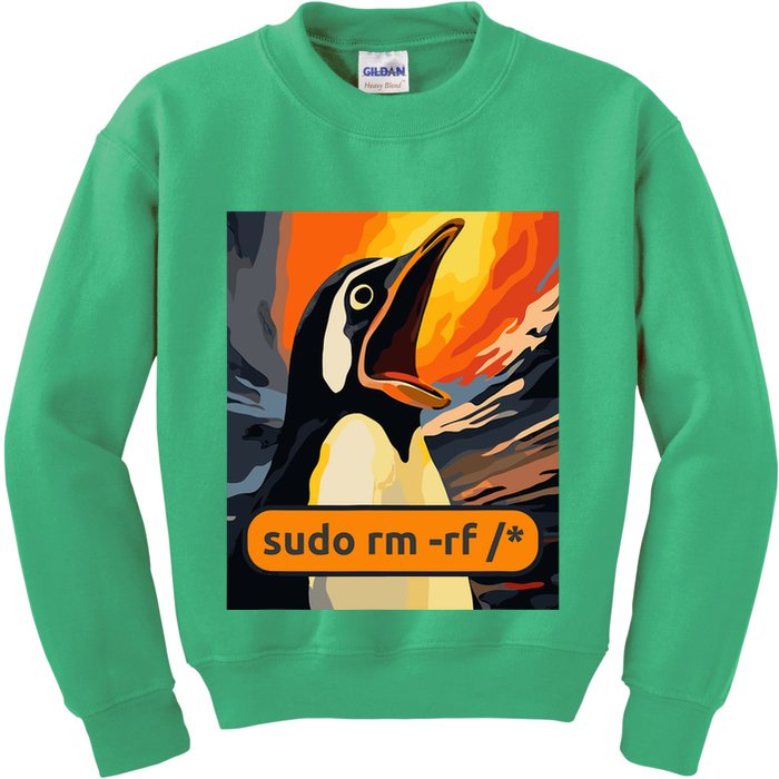 Screaming Tux Linux Sudo Rm Rf Kids Sweatshirt