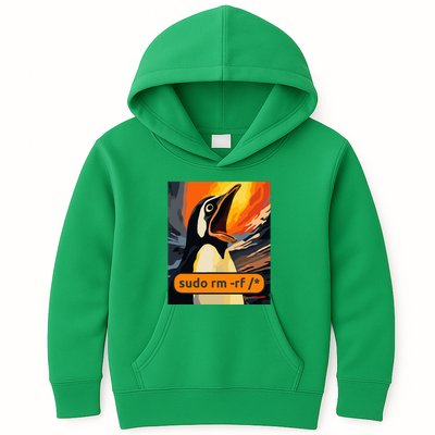 Screaming Tux Linux Sudo Rm Rf Kids Hoodie