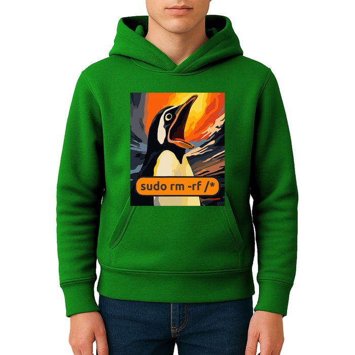 Screaming Tux Linux Sudo Rm Rf Kids Hoodie