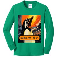 Screaming Tux Linux Sudo Rm Rf Kids Long Sleeve Shirt