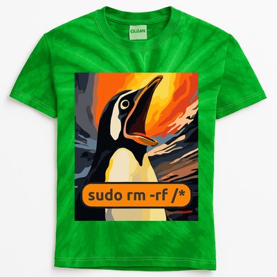 Screaming Tux Linux Sudo Rm Rf Kids Tie-Dye T-Shirt