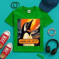 Screaming Tux Linux Sudo Rm Rf Kids Tie-Dye T-Shirt