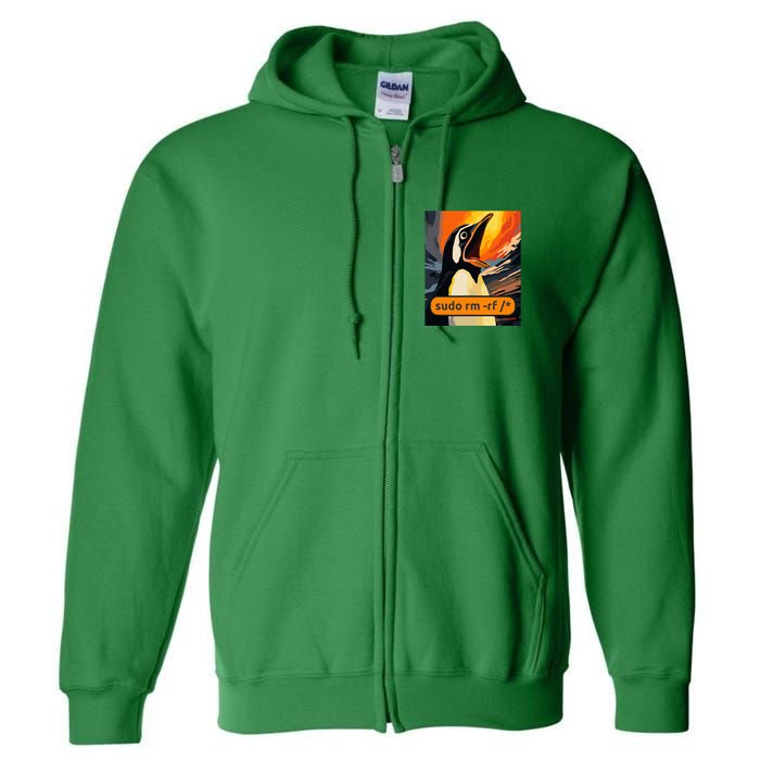 Screaming Tux Linux Sudo Rm Rf Full Zip Hoodie