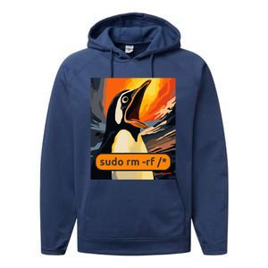 Screaming Tux Linux Sudo Rm Rf Performance Fleece Hoodie