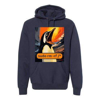 Screaming Tux Linux Sudo Rm Rf Premium Hoodie