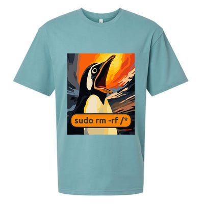 Screaming Tux Linux Sudo Rm Rf Sueded Cloud Jersey T-Shirt