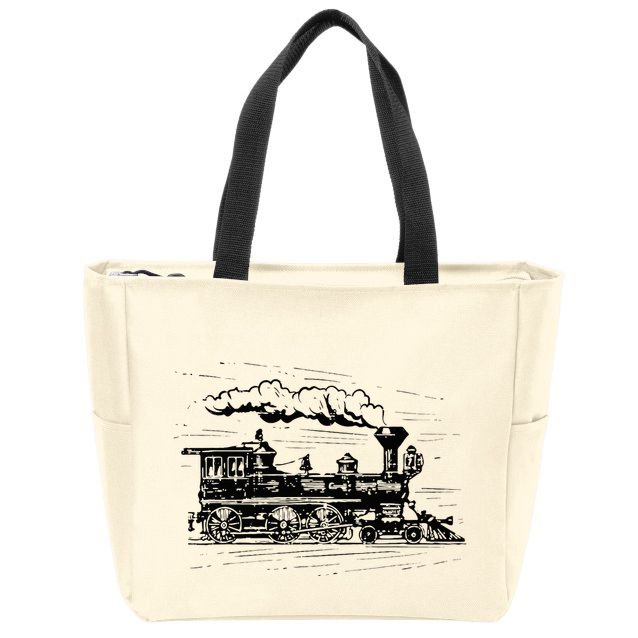 Steam Train Locomotive Engineer Railway Women Zip Tote Bag