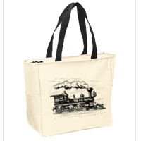 Steam Train Locomotive Engineer Railway Women Zip Tote Bag