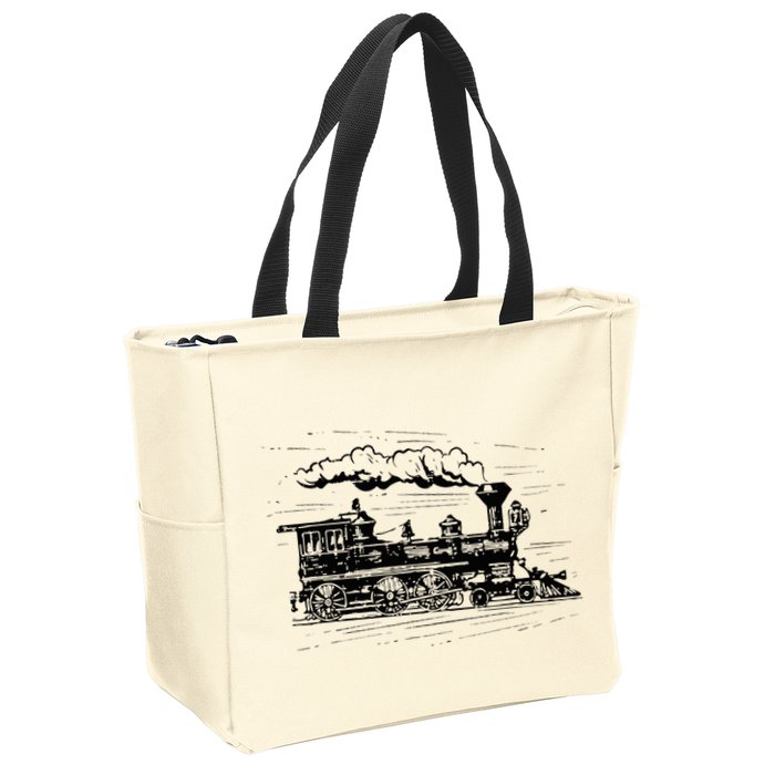 Steam Train Locomotive Engineer Railway Women Zip Tote Bag