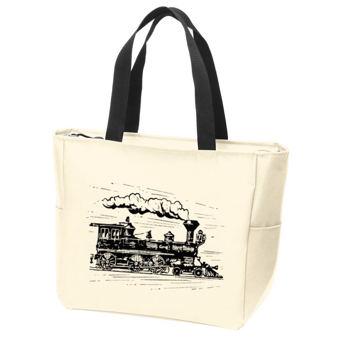 Steam Train Locomotive Engineer Railway Women Zip Tote Bag