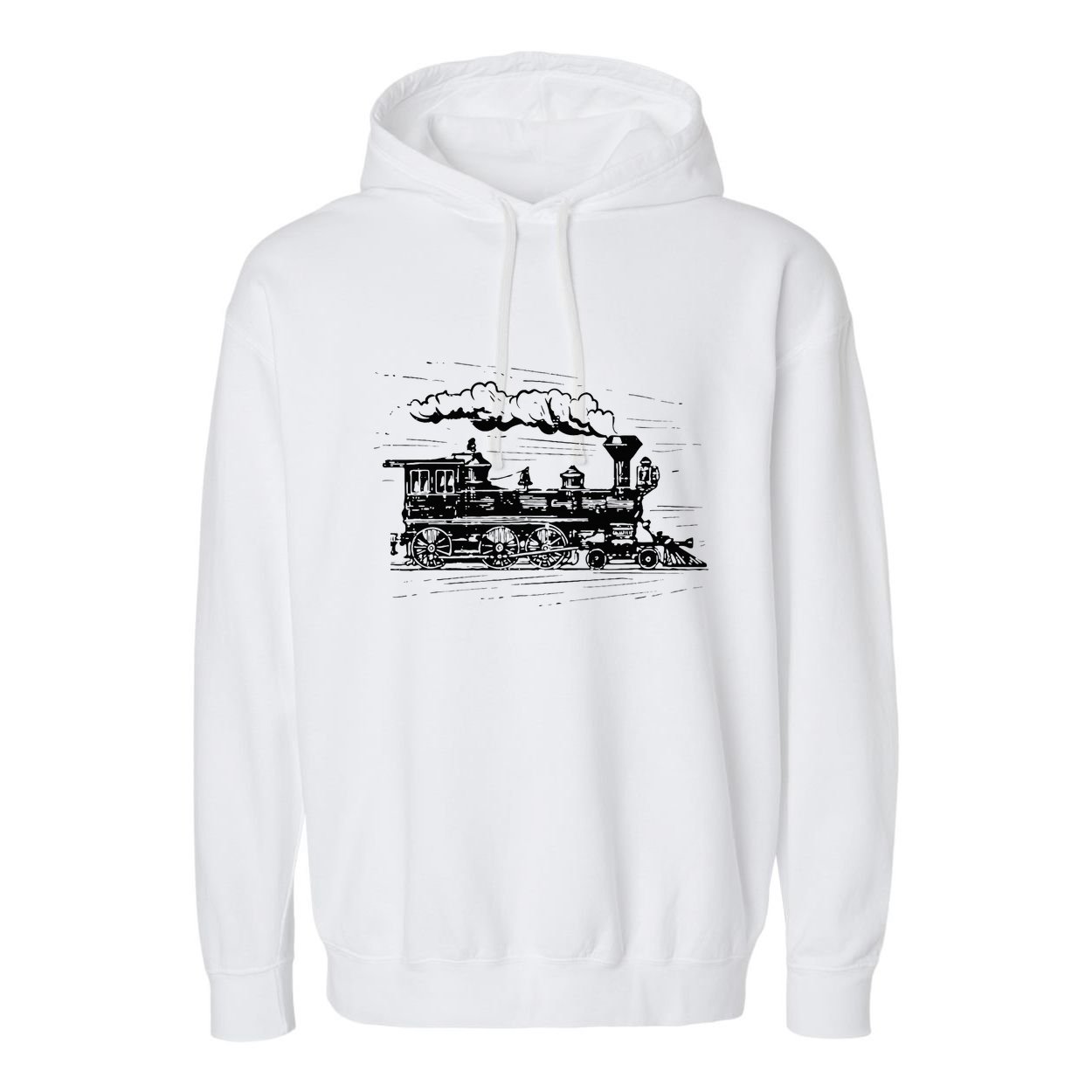 Steam Train Locomotive Engineer Railway Women Garment-Dyed Fleece Hoodie
