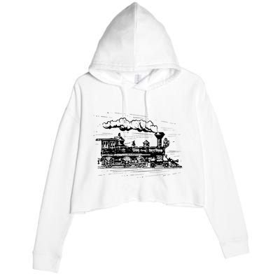 Steam Train Locomotive Engineer Railway Women Crop Fleece Hoodie