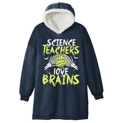 Science Teachers Love Brains Funny Halloween Teacher Hooded Wearable Blanket