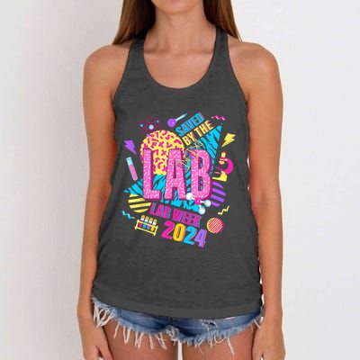 Saved The Lab Retro Lab Week 2024 Medical Lab Science Women's Knotted Racerback Tank