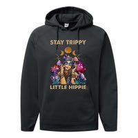 Stay Trippy Little Hippie Fungus Magic Psilocybin Mushrooms Performance Fleece Hoodie