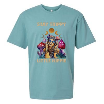 Stay Trippy Little Hippie Fungus Magic Psilocybin Mushrooms Sueded Cloud Jersey T-Shirt