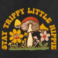 Stay Trippy Little Hippy Mushroom Flowers 11oz C Handle Ceramic Mug