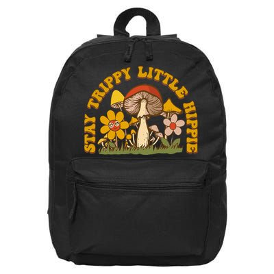 Stay Trippy Little Hippy Mushroom Flowers 16 in Basic Backpack