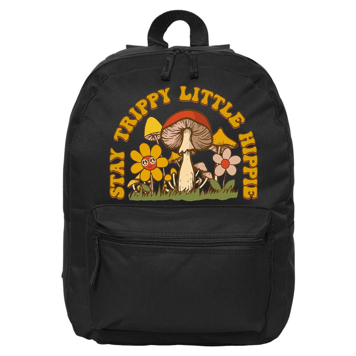 Stay Trippy Little Hippy Mushroom Flowers 16 in Basic Backpack