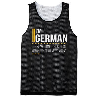 Save Time Lets Assume German Is Never Wrong Funny Germany Mesh Reversible Basketball Jersey Tank