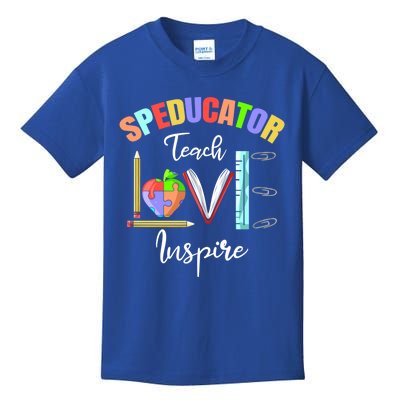 Speducator Teach Love Inspire Cute Gift Special Education Teacher Meaningful Gif Kids T-Shirt