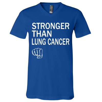 Stronger Than Lung Cancer Encouraget Motivation Support Meaningful Gift V-Neck T-Shirt