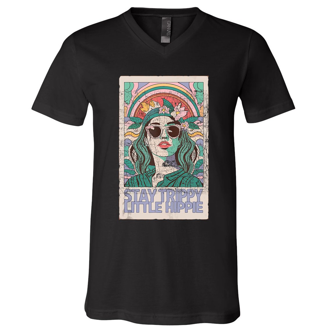 Stay Trippy Little Hippie Cool Vintage V-Neck T-Shirt