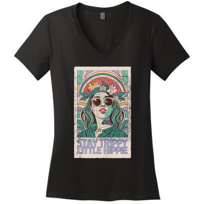 Stay Trippy Little Hippie Cool Vintage Women's V-Neck T-Shirt