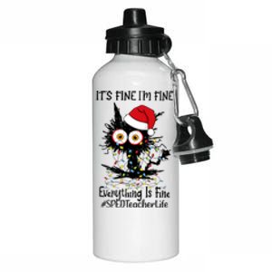 Sped Teacher Life Cat Fine I Am Fine Everything Is Fine Meaningful Gift Aluminum Water Bottle