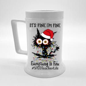 Sped Teacher Life Cat Fine I Am Fine Everything Is Fine Meaningful Gift Beer Stein