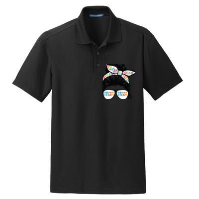 STEAM Teacher life messy bun Back to School Dry Zone Grid Polo