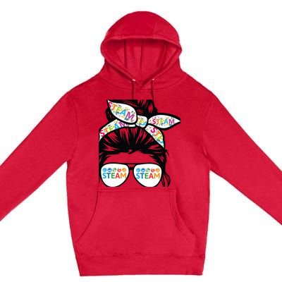 STEAM Teacher life messy bun Back to School Premium Pullover Hoodie