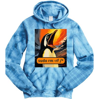 Screaming Tux Linux Sudo Rm Rf Tie Dye Hoodie