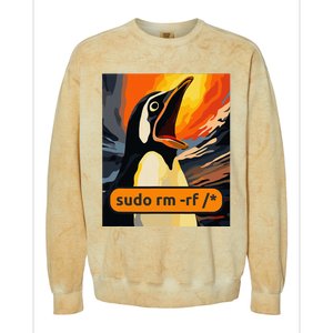 Screaming Tux Linux Sudo Rm Rf Colorblast Crewneck Sweatshirt