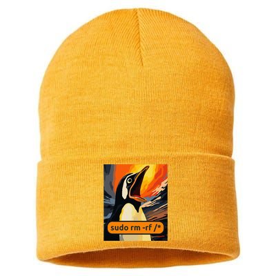 Screaming Tux Linux Sudo Rm Rf Sustainable Knit Beanie