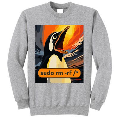 Screaming Tux Linux Sudo Rm Rf Tall Sweatshirt